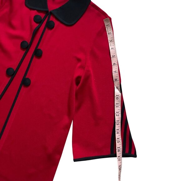 Ming Wang Red Black 3/4 Sleeve Button Jacket Women’s XS - Picture 5 of 8